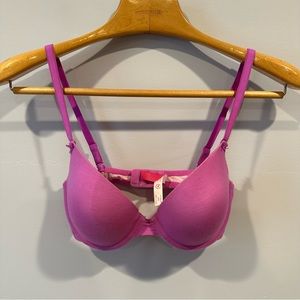 VS Pink Fuchsia Cotton 34D Push-Up Bra with Underwire & Optional Crossback